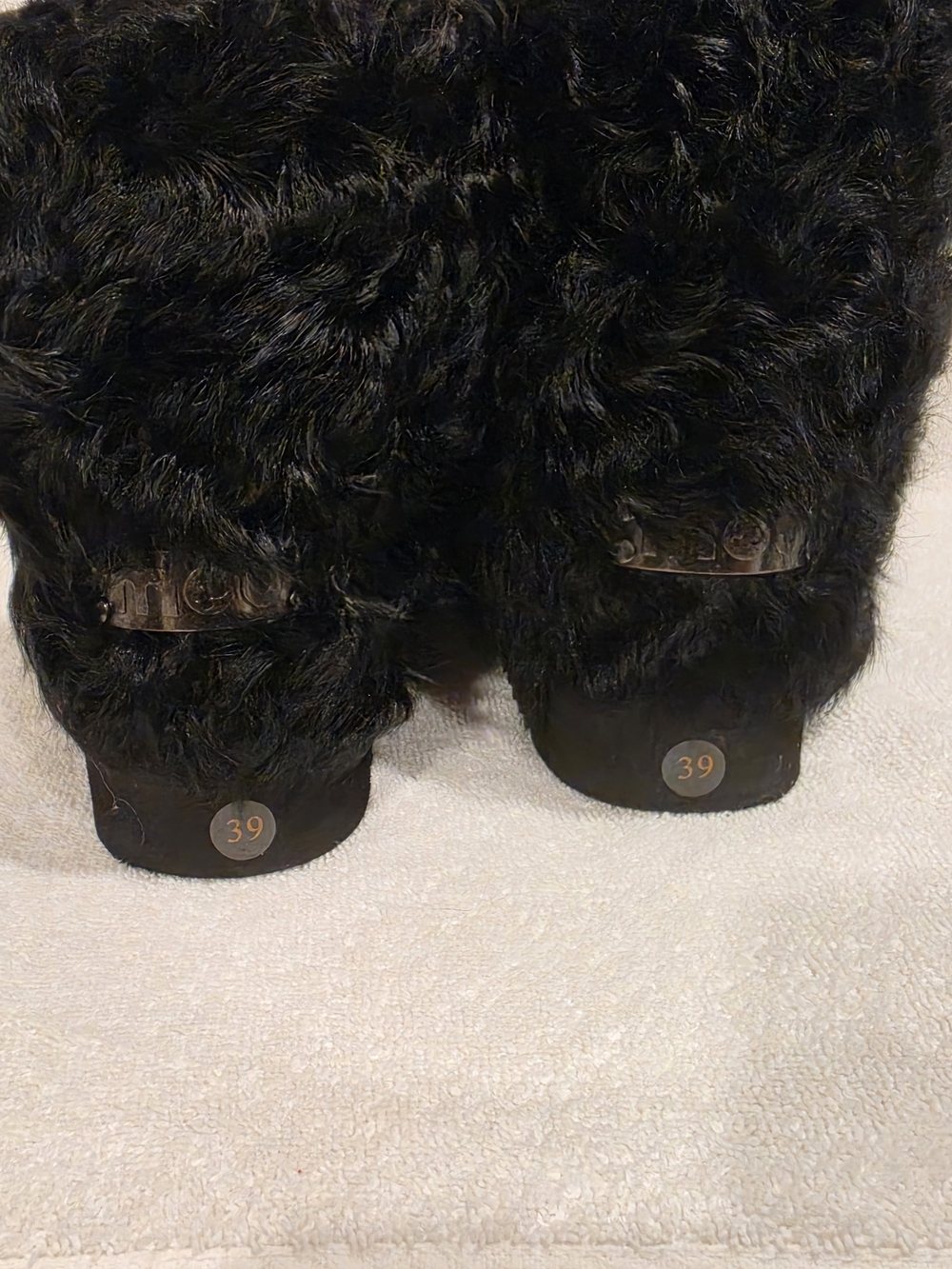 Mou Black Faux Fur Heeled Boots